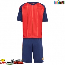 Camisa de Futebol Espanha Equipamento Principal Infantil Mundo 2026 Manga Curta (+ Calças curtas)